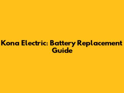 Kona Electric: Battery Replacement Guide