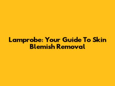 Lamprobe: Your Guide To Skin Blemish Removal