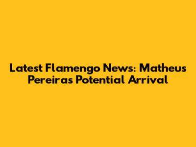 Latest Flamengo News: Matheus Pereira's Potential Arrival