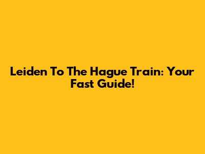 Leiden To The Hague Train: Your Fast Guide!
