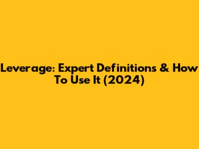 Leverage: Expert Definitions & How To Use It (2024)