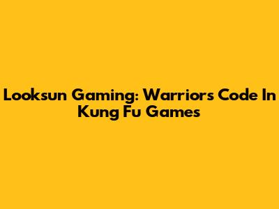 Looksun Gaming: Warrior's Code In Kung Fu Games