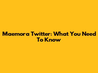 Maemora Twitter: What You Need To Know
