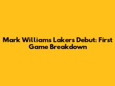 Mark Williams' Lakers Debut: First Game Breakdown
