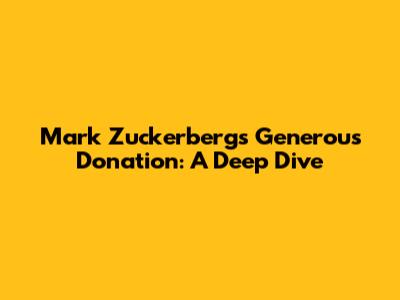 Mark Zuckerberg's Generous Donation: A Deep Dive