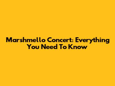 Marshmello Concert: Everything You Need To Know