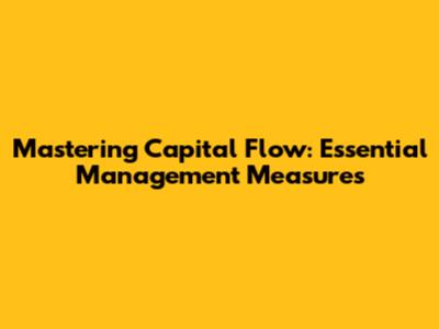 Mastering Capital Flow: Essential Management Measures