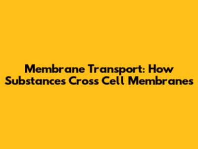Membrane Transport: How Substances Cross Cell Membranes