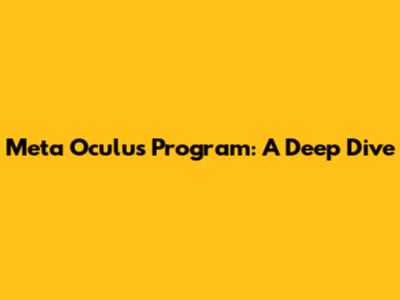 Meta Oculus Program: A Deep Dive