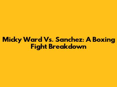 Micky Ward Vs. Sanchez: A Boxing Fight Breakdown