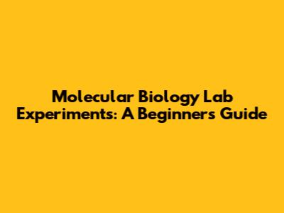 Molecular Biology Lab Experiments: A Beginner's Guide