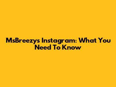 MsBreezy's Instagram: What You Need To Know