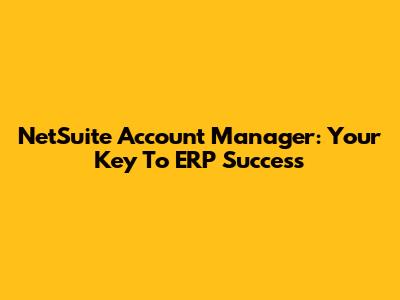 NetSuite Account Manager: Your Key To ERP Success