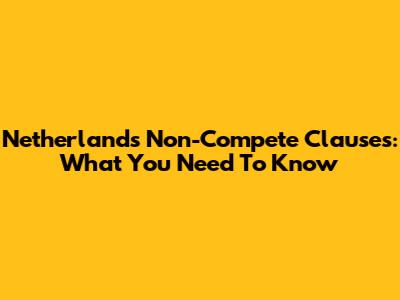 Netherlands Non-Compete Clauses: What You Need To Know