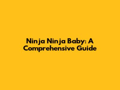 Ninja Ninja Baby: A Comprehensive Guide