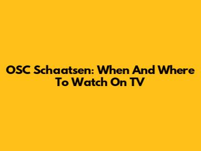 OSC Schaatsen: When And Where To Watch On TV