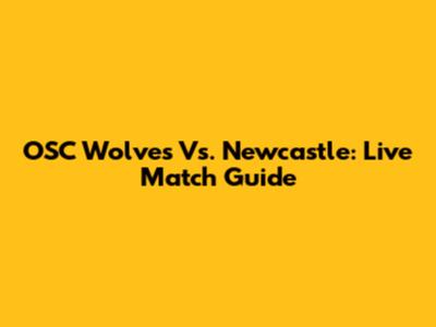 OSC Wolves Vs. Newcastle: Live Match Guide