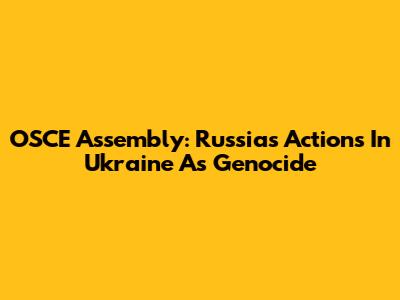 OSCE Assembly: Russia's Actions In Ukraine As Genocide