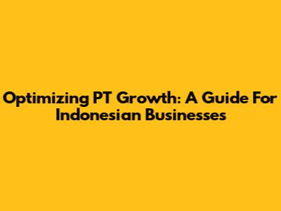 Optimizing PT Growth: A Guide For Indonesian Businesses
