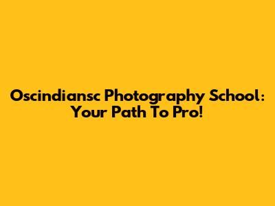 Oscindiansc Photography School: Your Path To Pro!