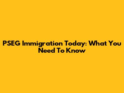 PSEG Immigration Today: What You Need To Know