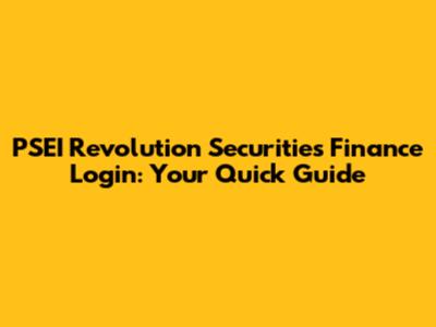 PSEI Revolution Securities Finance Login: Your Quick Guide