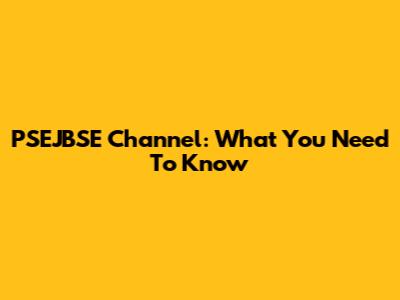 PSEJBSE Channel: What You Need To Know