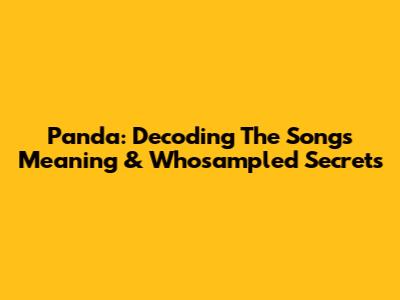 Panda: Decoding The Song's Meaning & Whosampled Secrets
