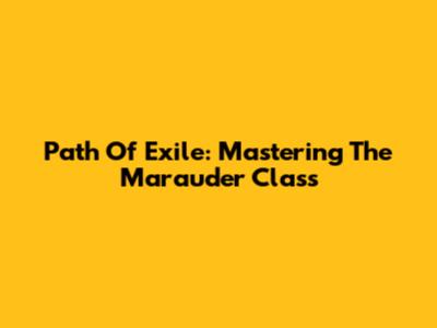 Path Of Exile: Mastering The Marauder Class