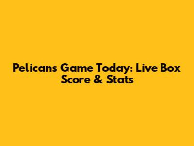 Pelicans Game Today: Live Box Score & Stats