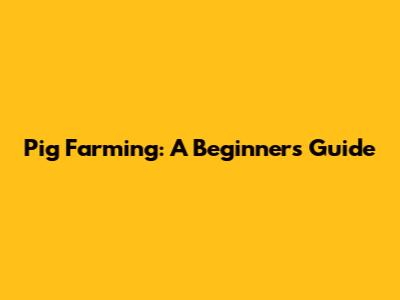Pig Farming: A Beginner's Guide
