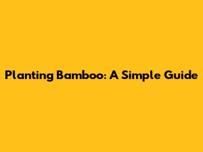 Planting Bamboo: A Simple Guide