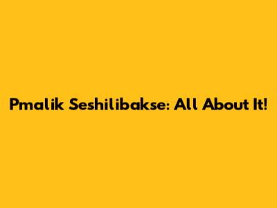 Pmalik Seshilibakse: All About It!
