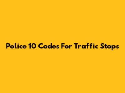 Police 10 Codes For Traffic Stops