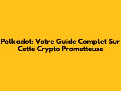 Polkadot: Votre Guide Complet Sur Cette Crypto Prometteuse