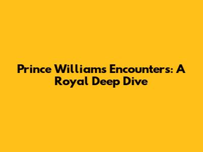 Prince William's Encounters: A Royal Deep Dive