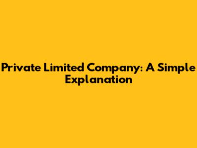 Private Limited Company: A Simple Explanation