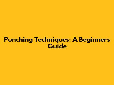 Punching Techniques: A Beginner's Guide
