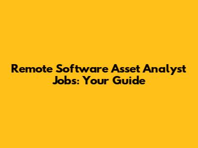 Remote Software Asset Analyst Jobs: Your Guide