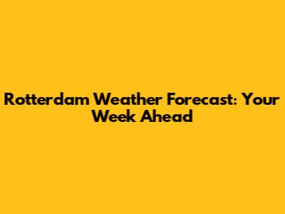 Rotterdam Weather Forecast: Your Week Ahead