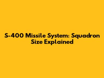 S-400 Missile System: Squadron Size Explained