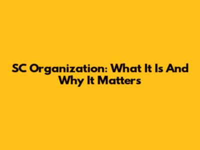 SC Organization: What It Is And Why It Matters