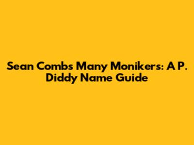 Sean Combs' Many Monikers: A P. Diddy Name Guide