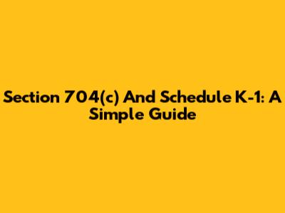 Section 704(c) And Schedule K-1: A Simple Guide