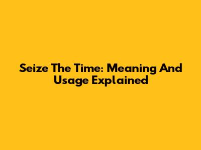 Seize The Time: Meaning And Usage Explained