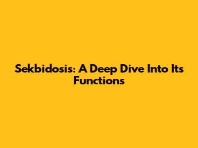 Sekbidosis: A Deep Dive Into Its Functions