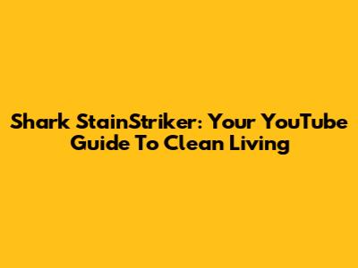 Shark StainStriker: Your YouTube Guide To Clean Living