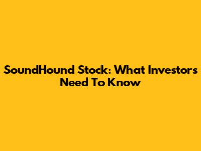 SoundHound Stock: What Investors Need To Know