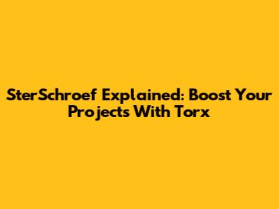 SterSchroef Explained: Boost Your Projects With Torx