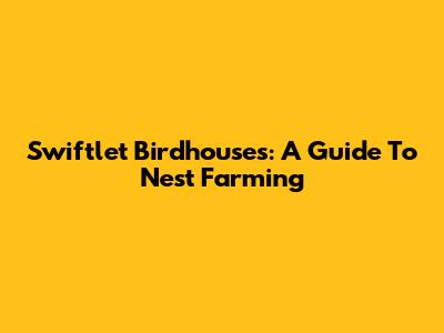Swiftlet Birdhouses: A Guide To Nest Farming